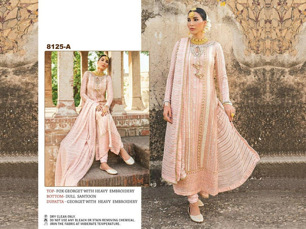 Heavy Georgette Semi-Stitched Suit With Embroidery and Moti Work For Women.