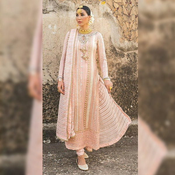 Heavy Georgette Semi-Stitched Suit With Embroidery and Moti Work For Women.