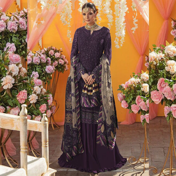 {Semi Stitched} Heavy Georgette With Embroidery Work With Hand Made Stone Work Suit.