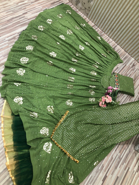{Semi Stitched} Beautiful Apple Green Lehenga-Choli