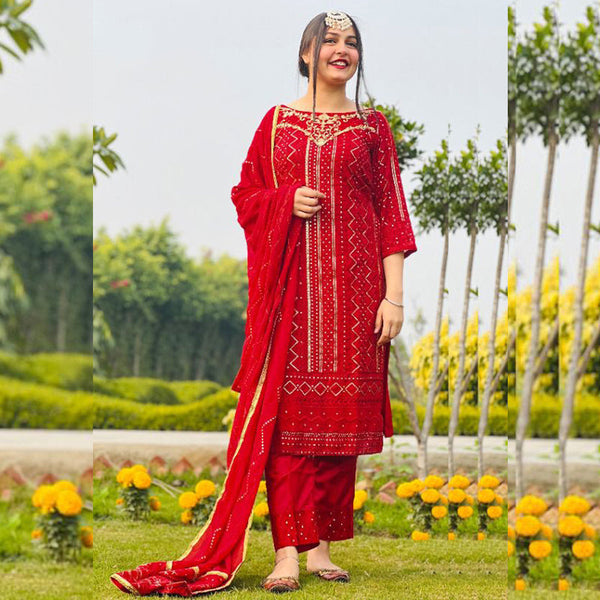 {Semi Stitched} Pakistani Heavy Georgette With Embroidery Work (Sequence) Suit