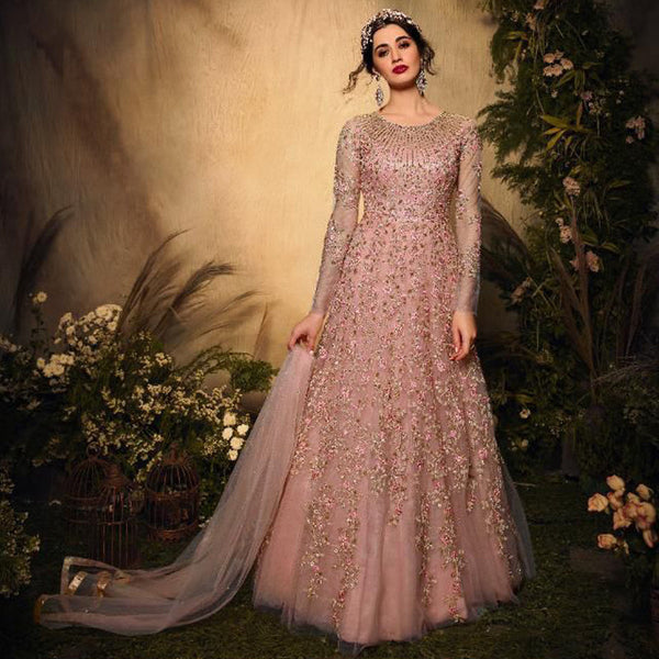 Beautiful Heavy Net Gown with Embroidery work, Jari ,sequence and stone work.