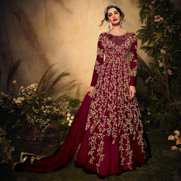 Beautiful Heavy Net Gown with Embroidery work, Jari ,sequence and stone work.