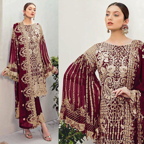 Semi Stitched Heavy Georgette Suit With Embroidery Stone Workand