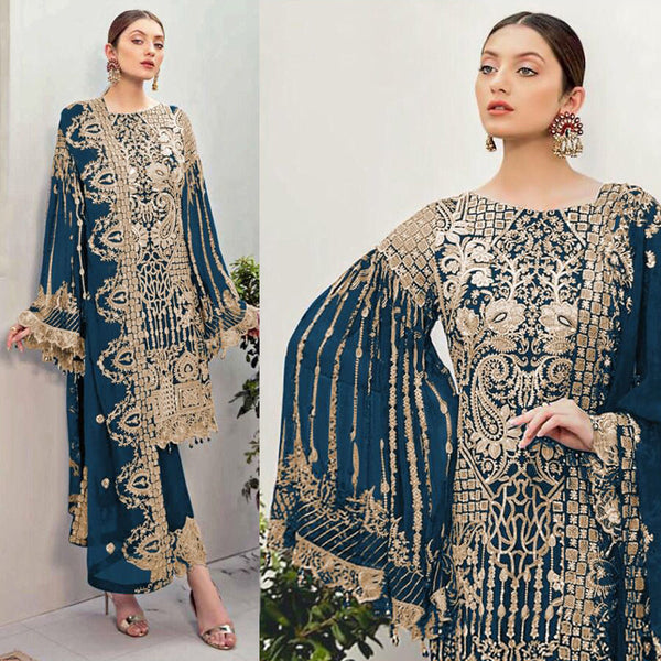 Semi Stitched Heavy Georgette Suit With Embroidery Stone Workand