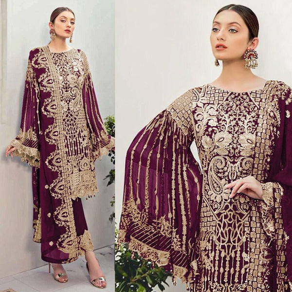Semi Stitched Heavy Georgette Suit With Embroidery Stone Workand