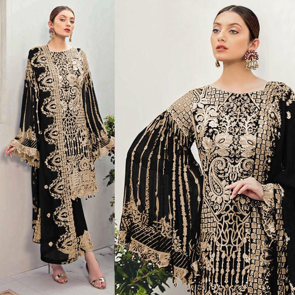 Semi Stitched Heavy Georgette Suit With Embroidery Stone Workand