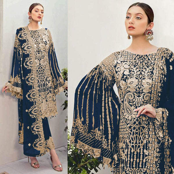 Semi Stitched Heavy Georgette Suit With Embroidery Stone Workand