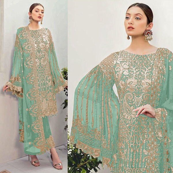 Semi Stitched Heavy Georgette Suit With Embroidery Stone Workand