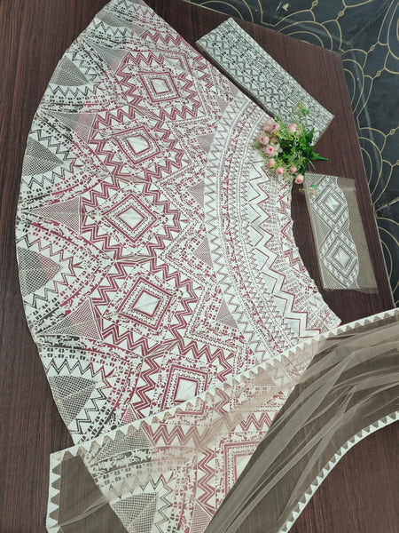 Semi Stitched Heavy Pink Lehenga With Unstitched Choli.