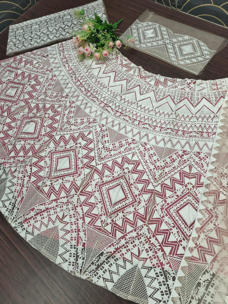 Semi Stitched Heavy Pink Lehenga With Unstitched Choli.