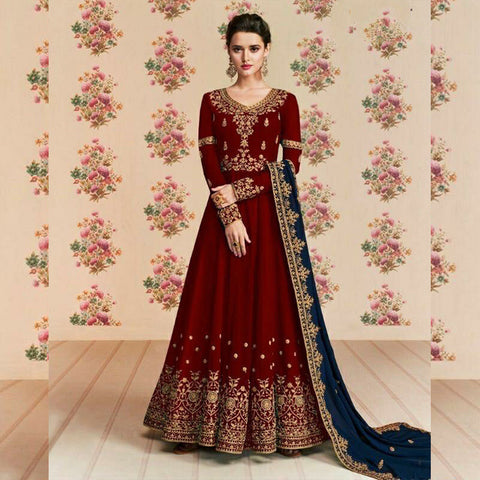 Semi-Stitched Heavy Georgette Suit With Embrodery and Diamond Stone Work