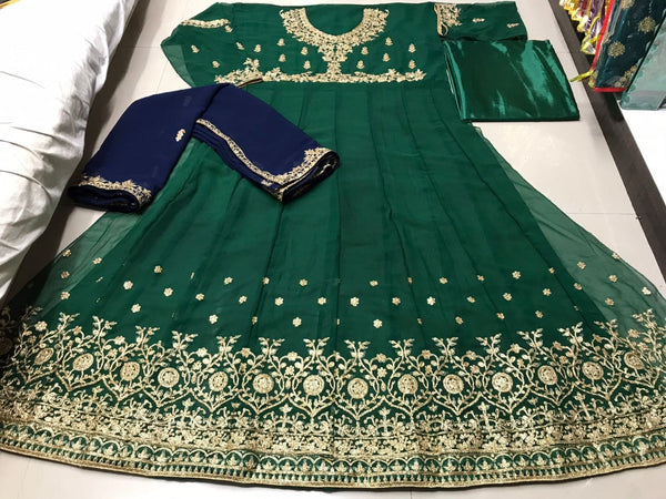 Semi-Stitched Heavy Georgette Suit With Embrodery and Diamond Stone Work