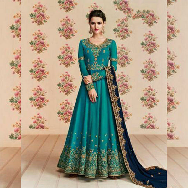 Semi-Stitched Heavy Georgette Suit With Embrodery and Diamond Stone Work