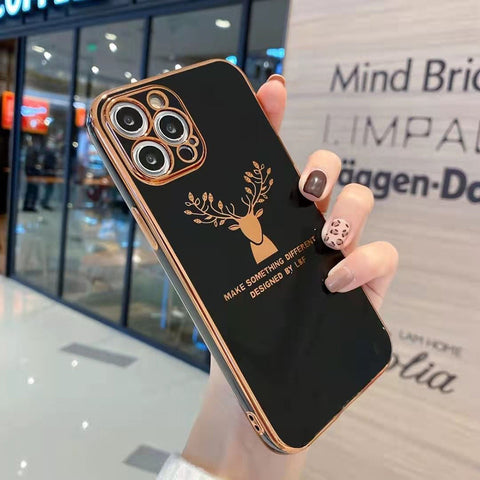 Soft Flexible Black Back Case Cover with Rose Gold Edgings and Camera Protection