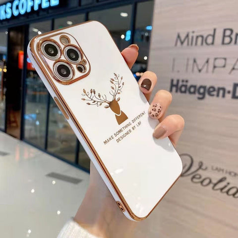 Soft Flexible White Back Case Cover with Rose Gold Edgings and Camera Protection