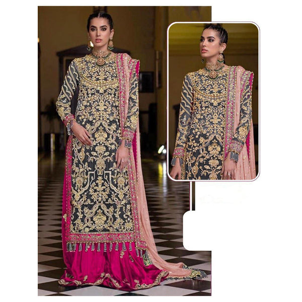 {Semi-Stitched} Beautifull Heavy Net with sequence Embroidery