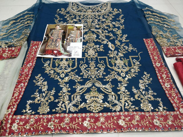 {Semi-Stitched} Beautifull Heavy Net with sequence Embroidery