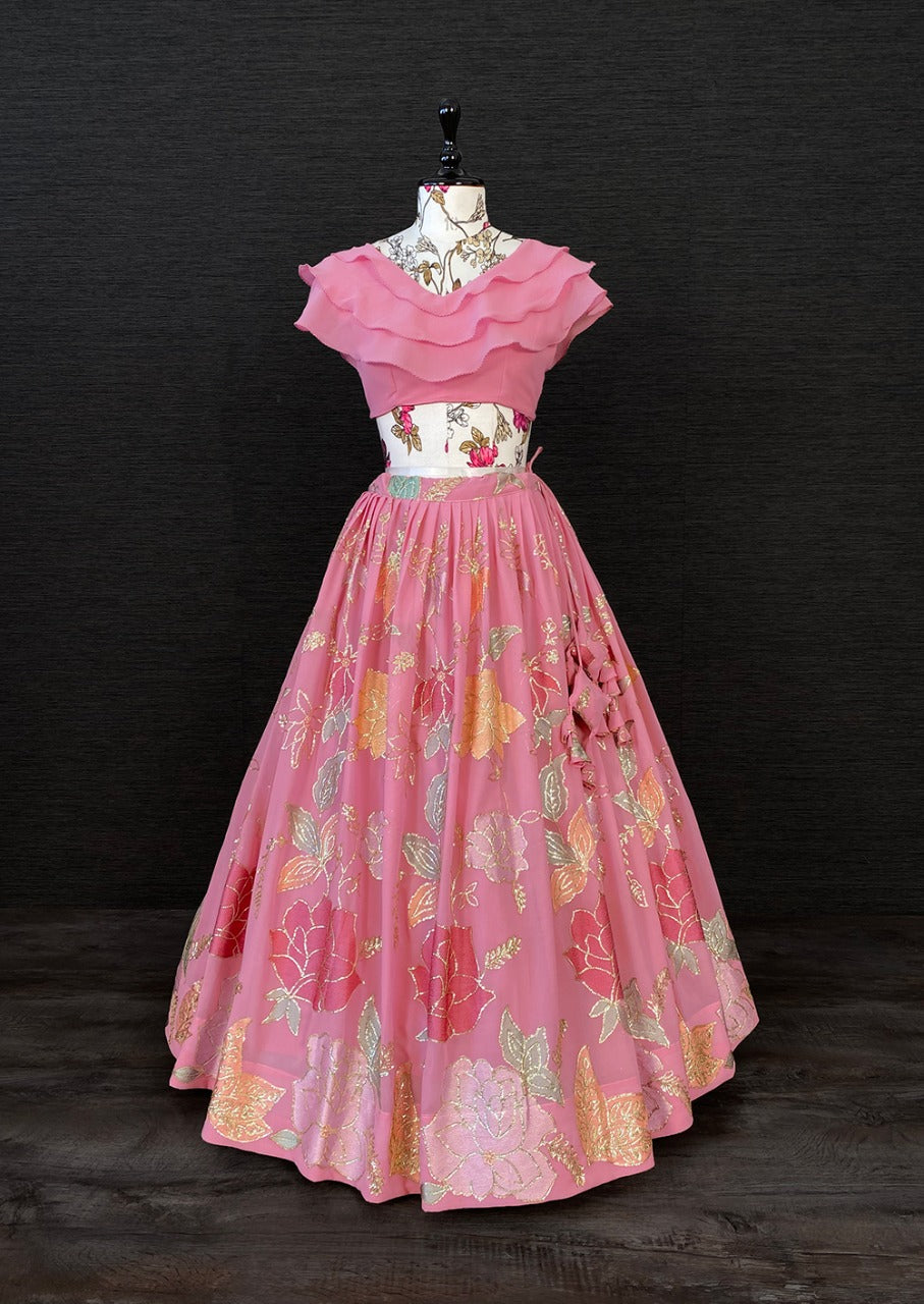 {Fully stitched} Beautifull Fancy Top with lehenga {Two Piece}