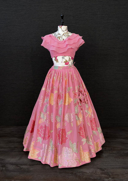 {Fully stitched} Beautifull Fancy Top with lehenga {Two Piece}