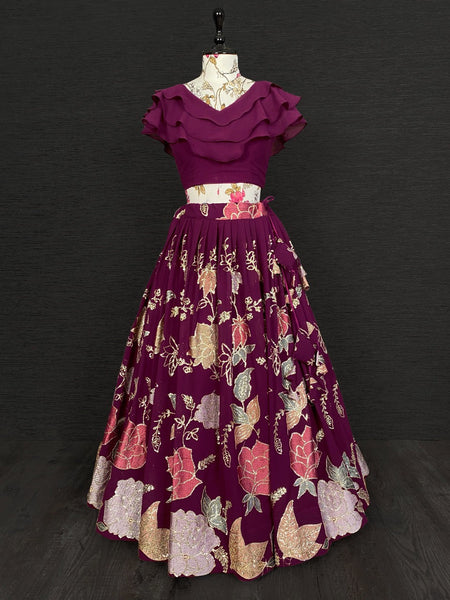 {Fully stitched} Beautifull Fancy Top with lehenga {Two Piece}