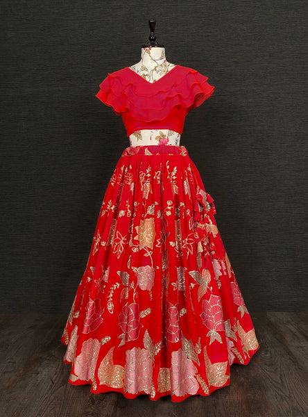 {Fully stitched} Beautifull Fancy Top with lehenga {Two Piece}