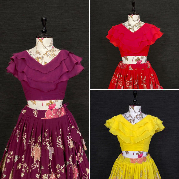 {Fully stitched} Beautifull Fancy Top with lehenga {Two Piece}