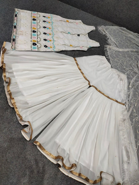 {FULLY STITCHED} NEW DESIGNER PARTY WEAR   WITH HEAVY EMBROIDERY WORK SUIT WITH PLAAZO