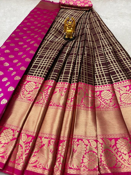 Kanjiveram Silk Zari Lehanga With Blouse Along With Heavy Jacqurad Zari Blouse  and Heavy jacqurad Zari Border Duppta