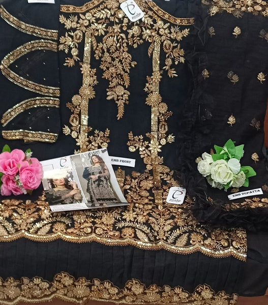 {Semi Stiched} Beautifull Heavy faux Georgette with Embroidery suit