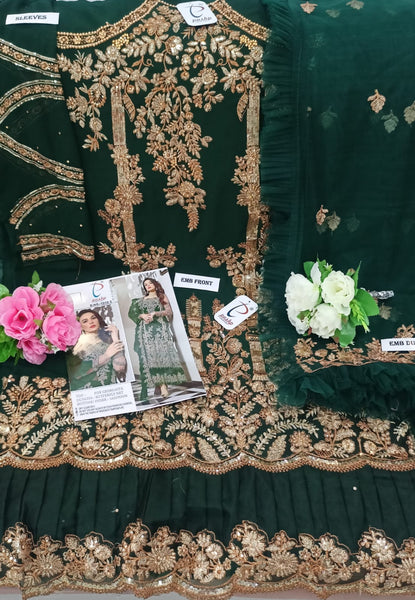 {Semi Stiched} Beautifull Heavy faux Georgette with Embroidery suit