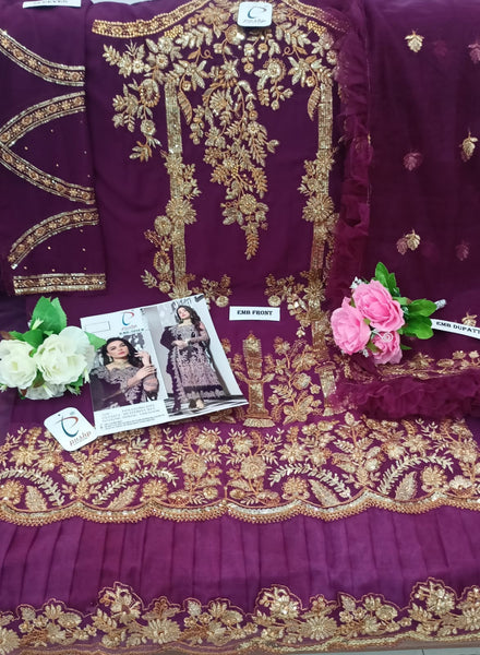 {Semi Stiched} Beautifull Heavy faux Georgette with Embroidery suit