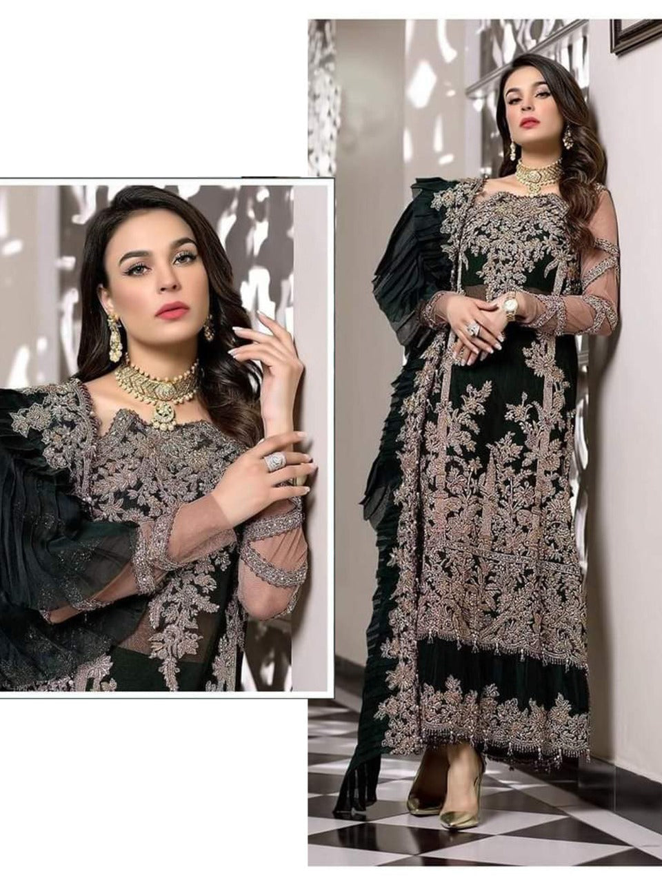 {Semi Stiched} Beautifull Heavy faux Georgette with Embroidery suit