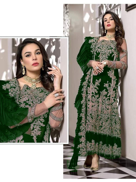 {Semi Stiched} Beautifull Heavy faux Georgette with Embroidery suit
