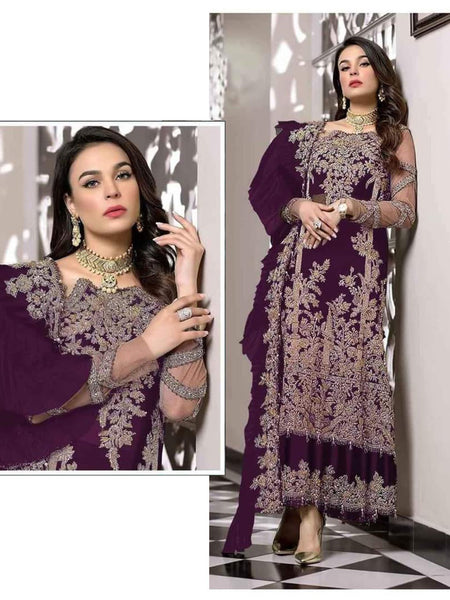 {Semi Stiched} Beautifull Heavy faux Georgette with Embroidery suit