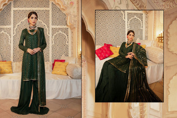 {Semi Stitched} Pakistani Embroidery Work Suit For Women