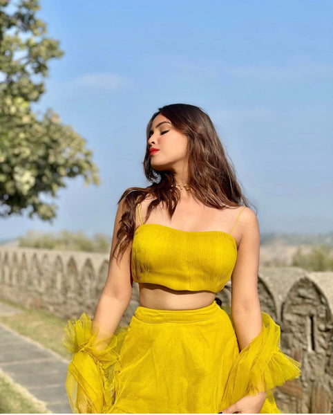 {SEMI STITCHED} BEAUTIFULL DESIGNER PARTY WEAR SOFT NET WITH RUFFLE LEHENGAS AND DUPATTA DUPATTA