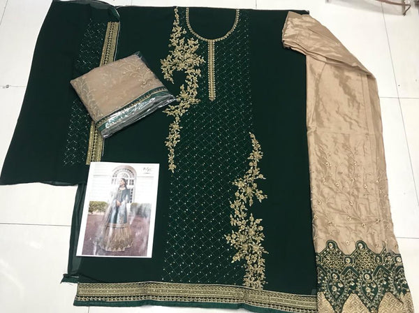 {Semi Stitched} Heavy Blooming Georgette with Emb.work+ston work Suit