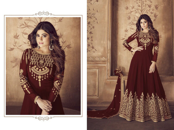 {Semi Stitched} Heavy Beautifull Embroidery Real Fox Georgette