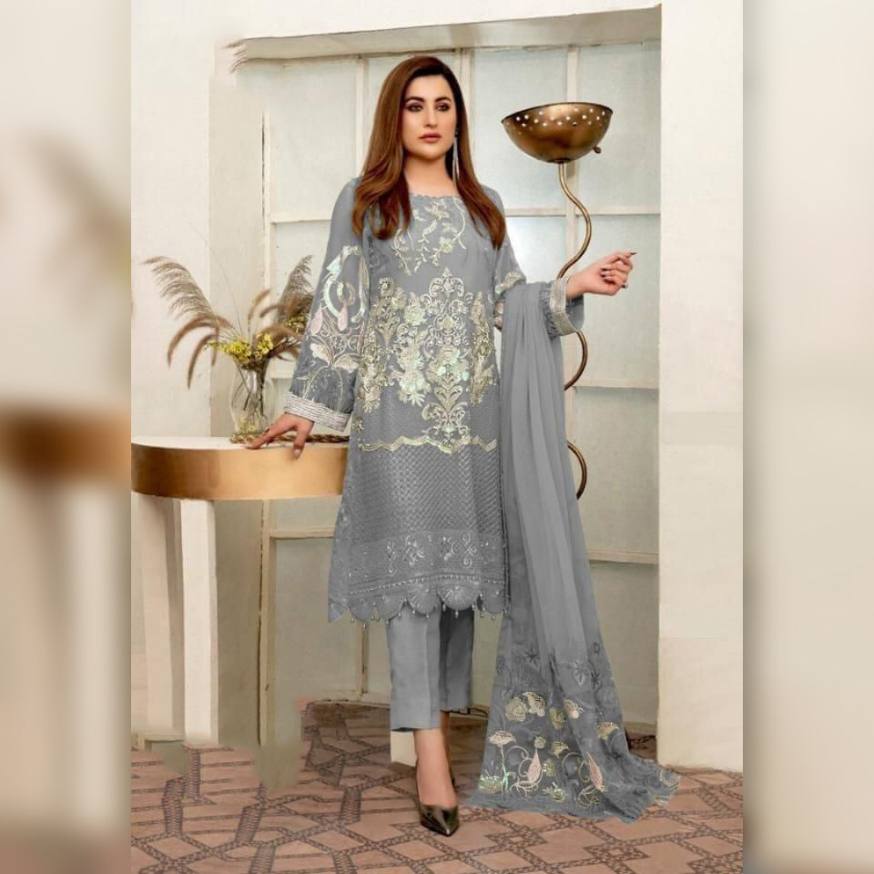 {Semi Stitched} Beautiful Heavy Embroidery with Sequence work suit