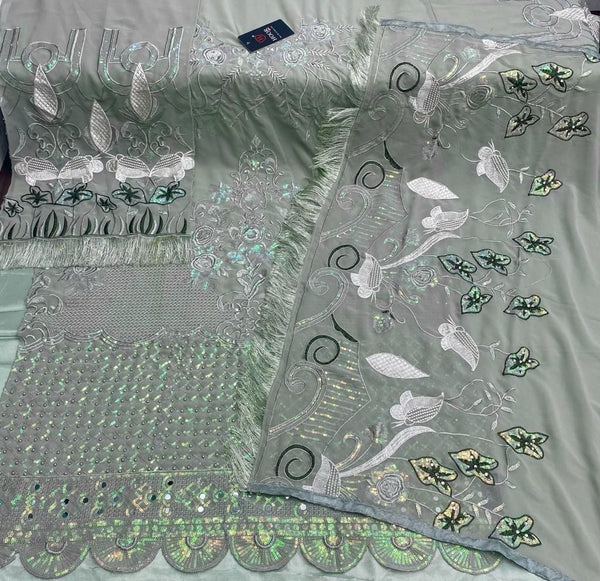 {Semi Stitched} Beautiful Heavy Embroidery with Sequence work suit