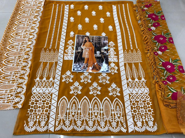 {Semi Stitched} Beautiful Heavy Georgette  Embroidery with Sequence Stone work suit