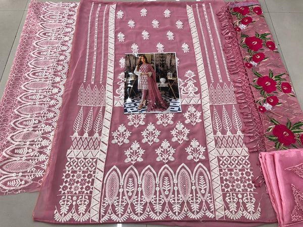 {Semi Stitched} Beautiful Heavy Georgette  Embroidery with Sequence Stone work suit