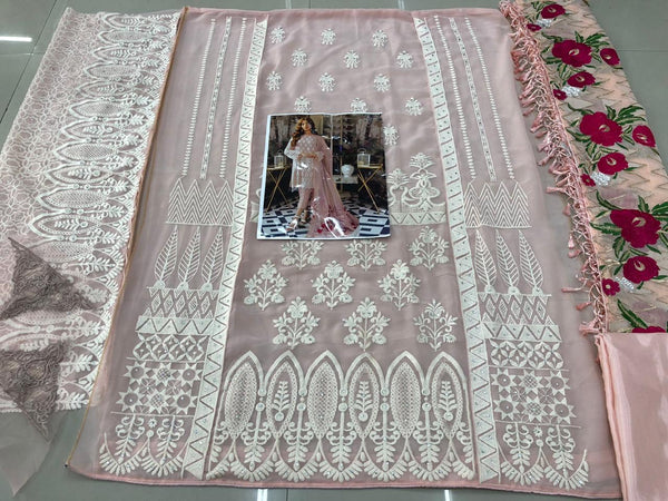 {Semi Stitched} Beautiful Heavy Georgette  Embroidery with Sequence Stone work suit