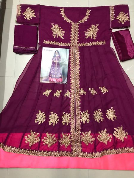 {Semi Stitched} Beautiful Heavy faux Embroidery with Banglory silk bottom