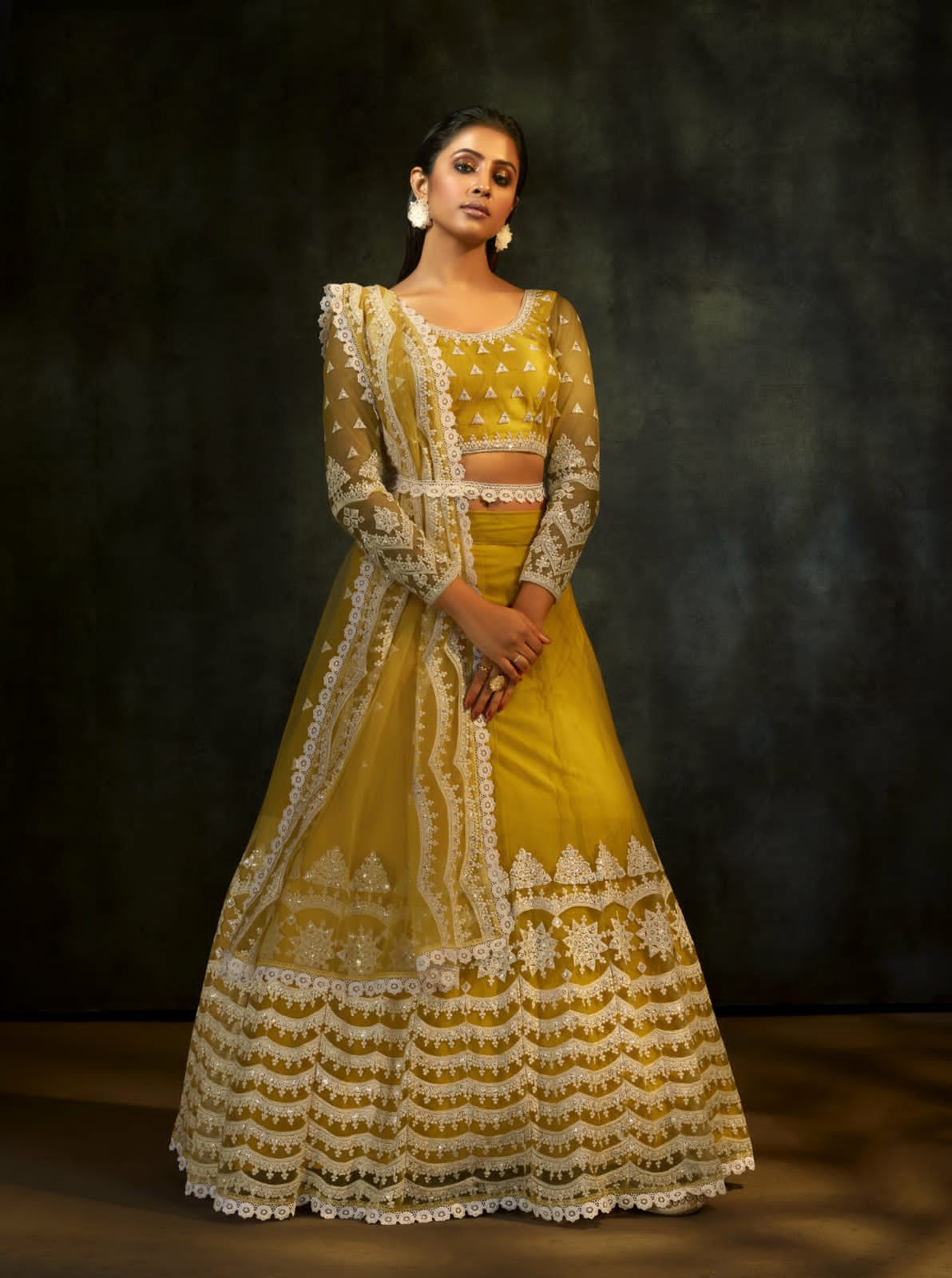 {Semi Stitched} Designer Faux Georgette with Satoon Embroidery work Suit