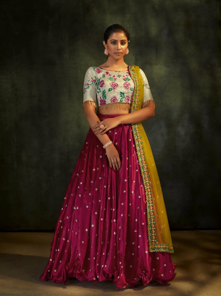 {Semi Stitched} Designer Faux Georgette with Satoon Embroidery work Suit