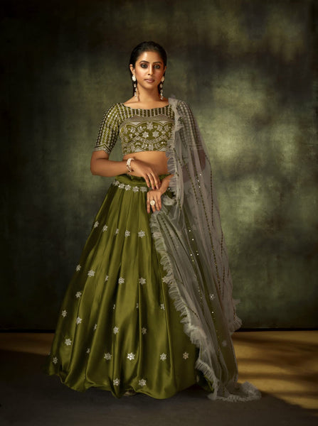 {Semi Stitched} Designer Faux Georgette with Satoon Embroidery work Suit