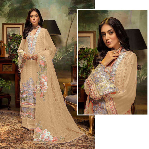 {Semi Stitched} Designer Fox Georgette with Floral Sequence Work Suit