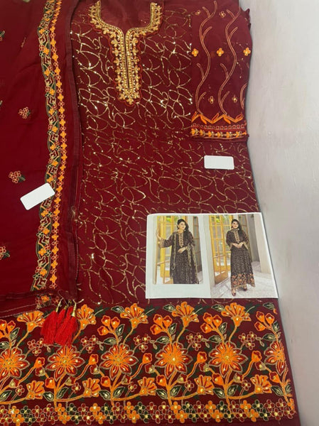 {Semi-Stitched} Heavy Beautiful Pakistani Georgette suit